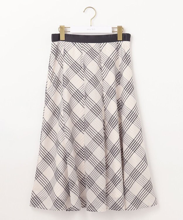 ANY SIS 【洗える】ツートーンシアーチェック スカート アイボリー系