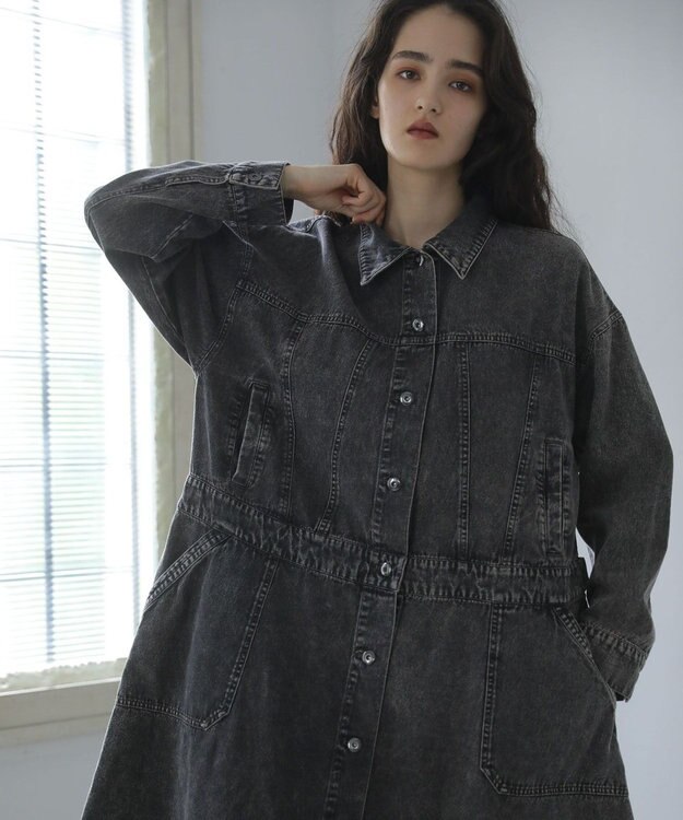 Green Parks ■ＥＳＣＡＲ　デニムロングジャケットワンピース Gray