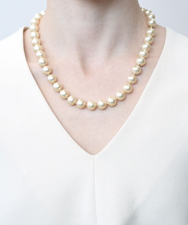 monshiro ラウンドガラスパールネックレス ホワイト