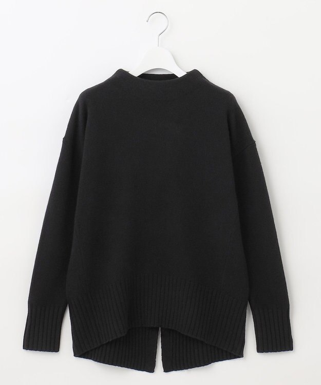 自由区 【洗える】ウールカシミヤブレンド オフネックプルオーバーニット ブラック系