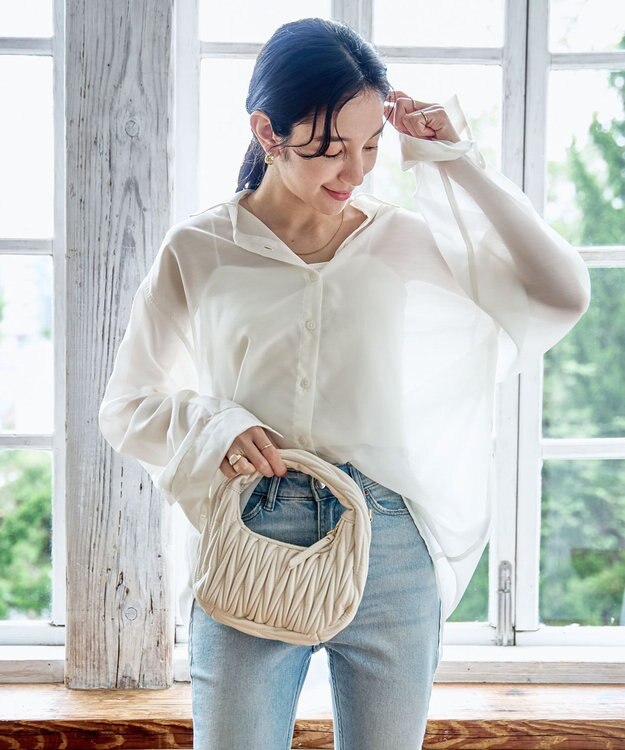 WEGO 【シワになりにくい/手洗い可】シアーBIGシャツ ホワイト