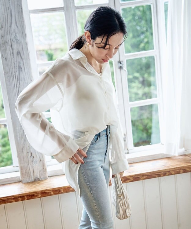 WEGO 【シワになりにくい/手洗い可】シアーBIGシャツ ホワイト