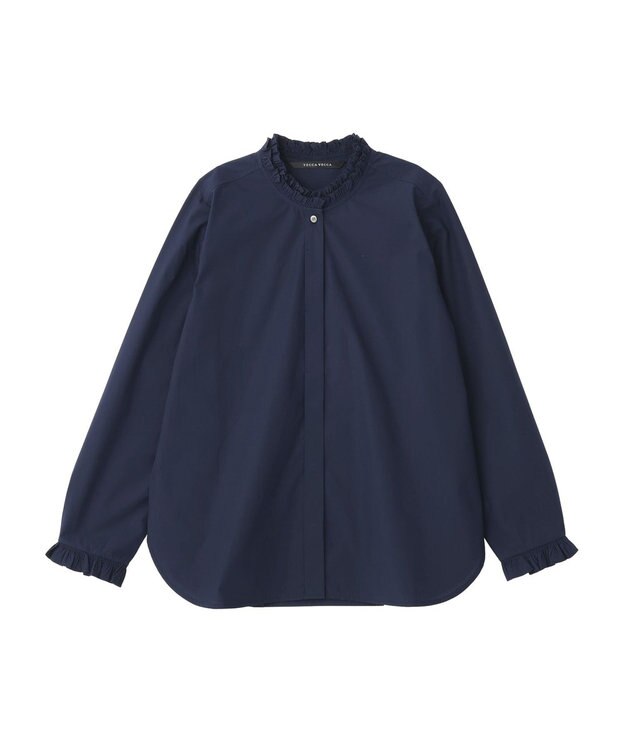 YECCA VECCA イージケアフリルカラーシャツ Navy