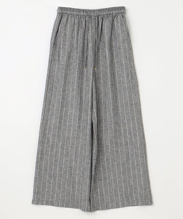 ANY 【ウエストゴム】リネンレーヨンワイドパンツ グレーストライプ