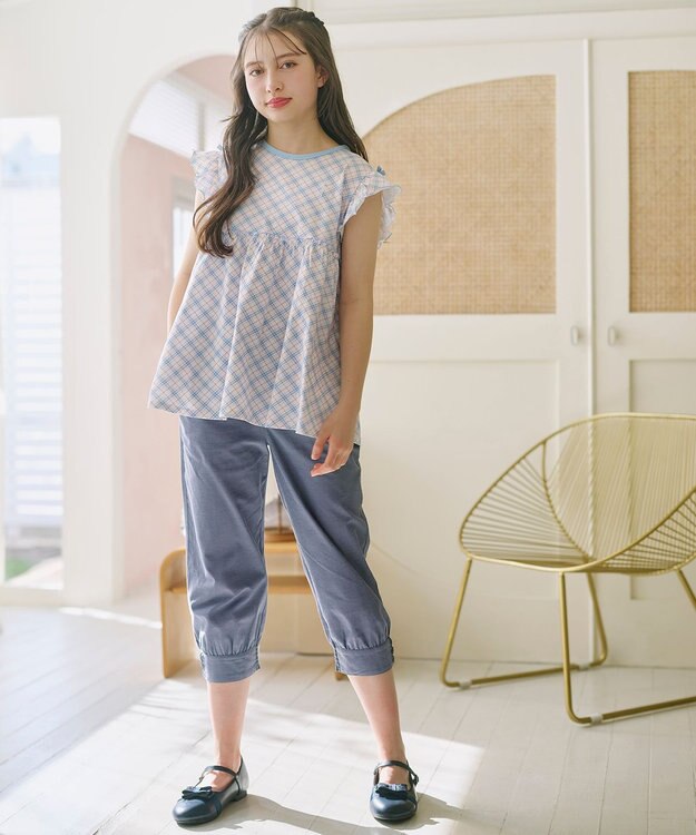 組曲 KIDS 【150-170㎝】 クロップドカフスパンツ ネイビー