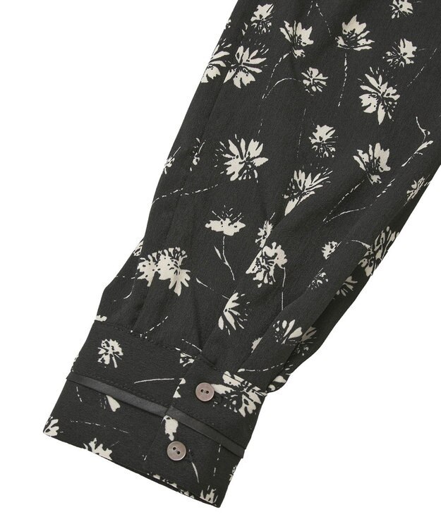 YECCA VECCA フラワー柄プリーツMIXワンピース Black