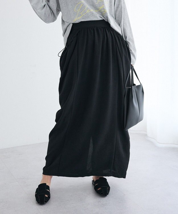 CRAFT STANDARD BOUTIQUE ドレープポケットデザインスカート Black
