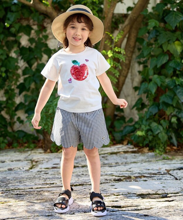 ANY KIDS 裾スカラップ ショートパンツ ギンガム