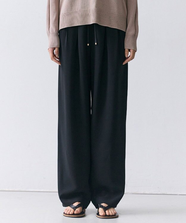 BEIGE， RUE / ドライタッチイージーセミワイドパンツ Black