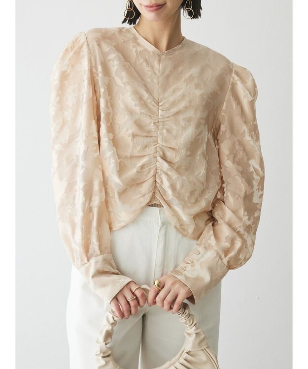 Green Parks AnriettMusee 花柄オパールシャーリングブラウス Beige