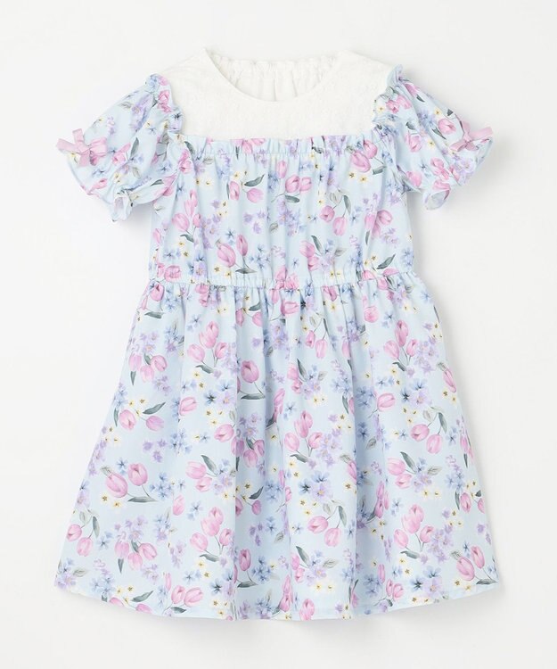 ANY KIDS オン・オフショルダー チューリップ ワンピース サックスブルー系