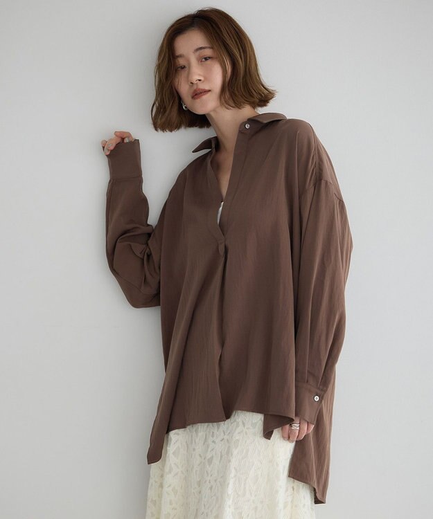 YECCA VECCA スキッパーオーバーシャツ Brown