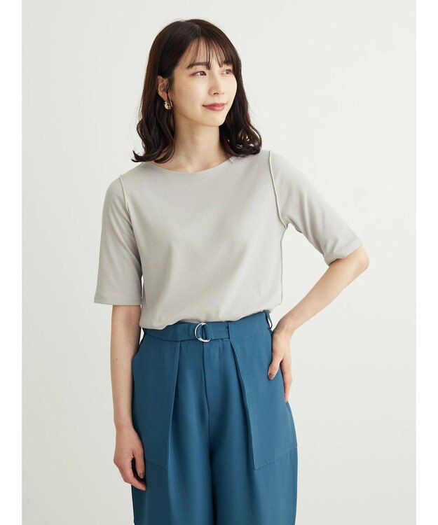 Green Parks ５分袖カットリブプルオーバー Light Gray