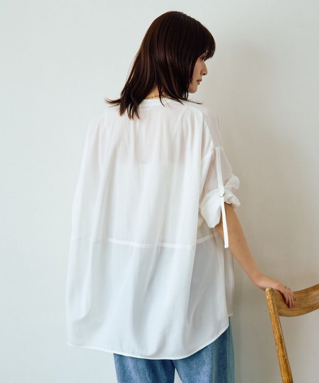 YECCA VECCA 2wayドロストスリーブバンドカラーシャツ White