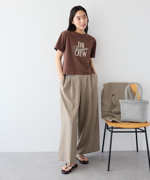 CRAFT STANDARD BOUTIQUE フロッキープリントＴシャツ Brown