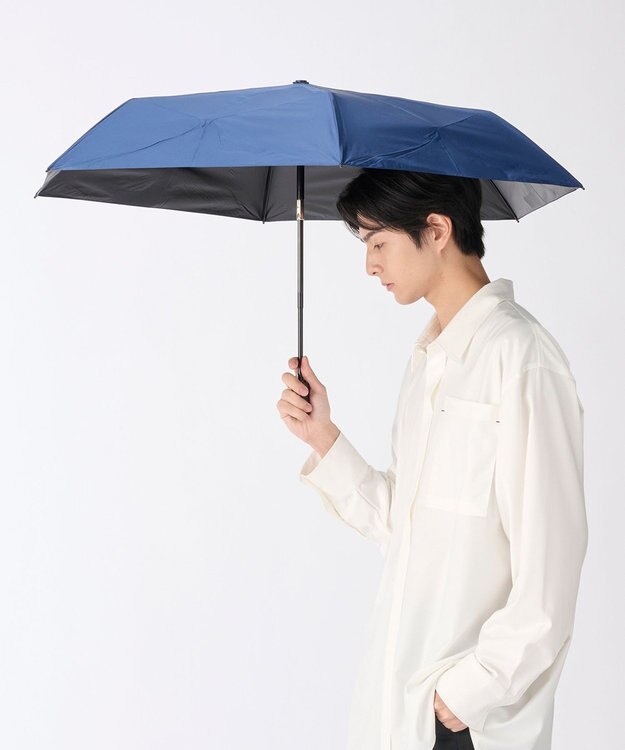 MOONBAT 【3秒で折りたためる日傘/自動開閉】 遮光100% 晴雨兼用 折りたたみ傘 ウラワザ ディープブルー