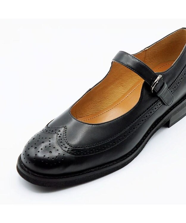 APOM 本革メリージェーンブローグシューズ 30 ブラック