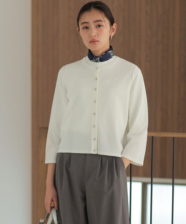 組曲 マイラックカラー カーディガン オフホワイト系