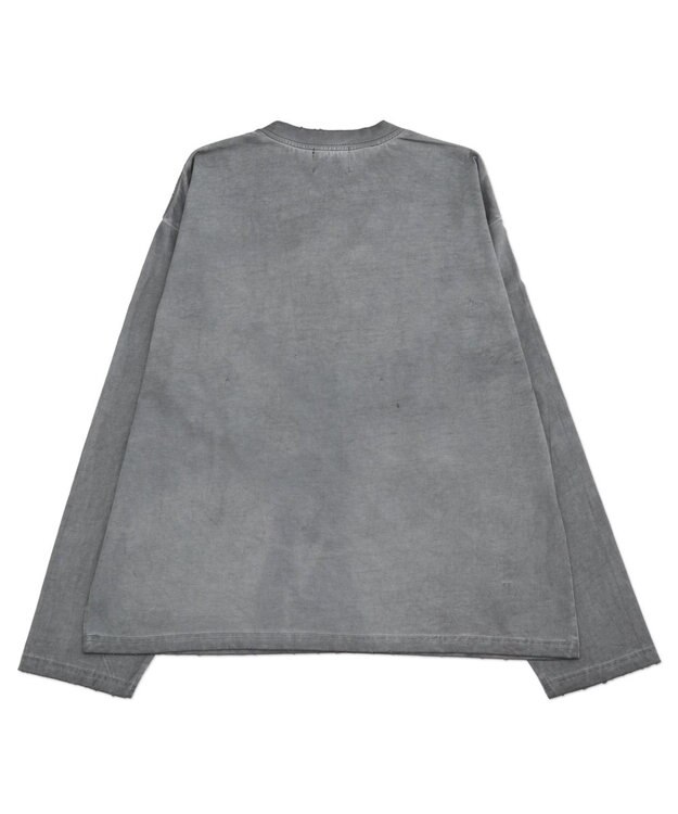 WEGO 【ユニセックス着用ITEM/MLサイズ展開】コールドダイダメージアップリケT（LS） グレー