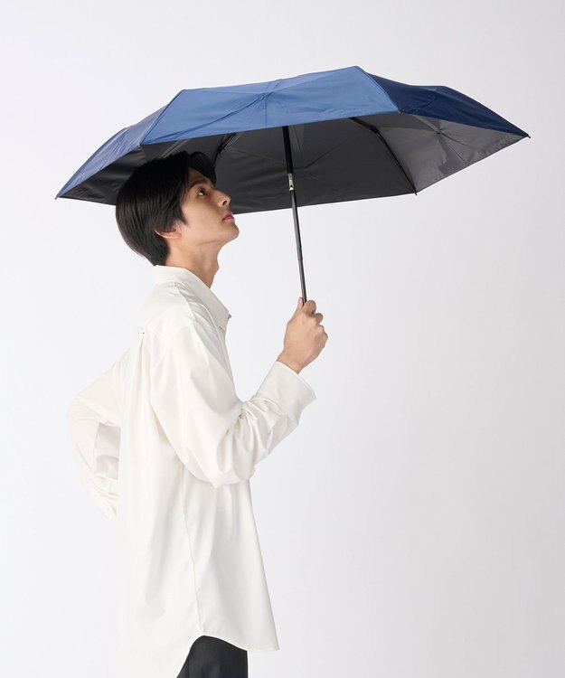 MOONBAT 【3秒で折りたためる日傘/自動開閉】 遮光100% 晴雨兼用 折りたたみ傘 ウラワザ ディープブルー