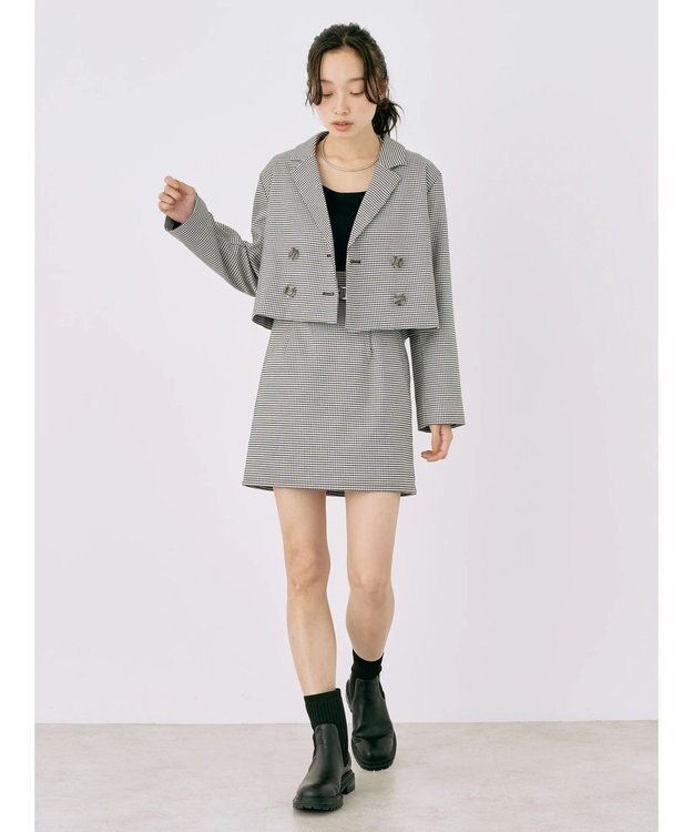 earth music&ecology チェックショートジャケット Black