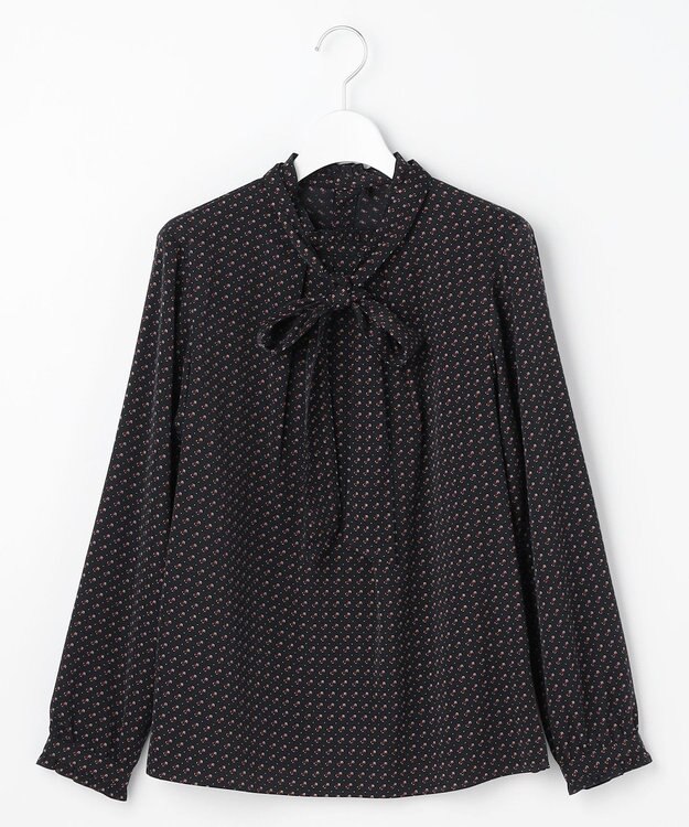 J.PRESS LADIES S スエード幾何プリント ブラウス ネイビー系