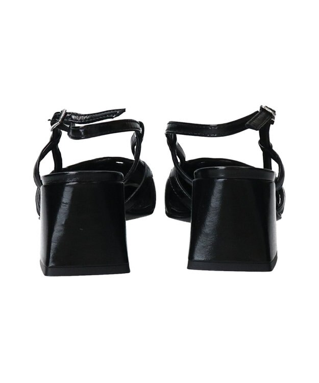 INTER-CHAUSSURES 【INTER-CHAUSSURES】スクエアトウチャンキーヒールバックバンド ブラックエナメル