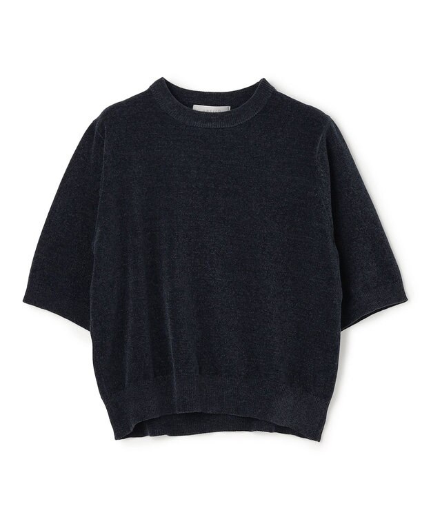 UNFILO L ベロアモール ハーフスリーブニット ネイビー