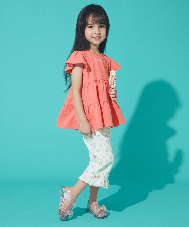 ANY KIDS 【綿100%/接触冷感】ひんやり ティアードチュニック コーラル