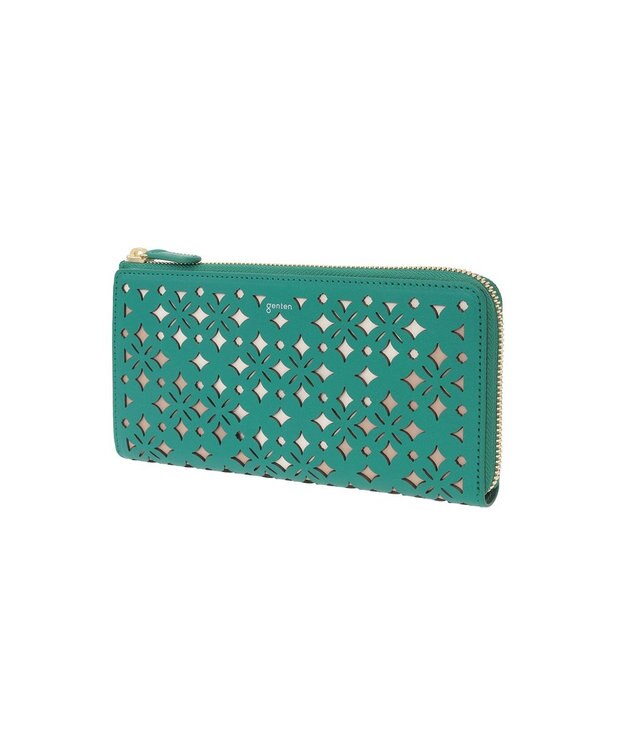 genten クアドリフォリオ 長財布 エメラルド