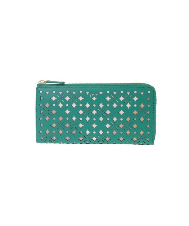 genten クアドリフォリオ 長財布 エメラルド