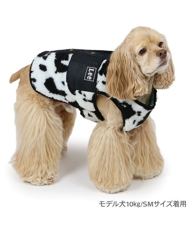 PET PARADISE Lee 牛柄 背中開きボアベスト 《 白黒》 中型犬 大型犬 牛柄 白黒