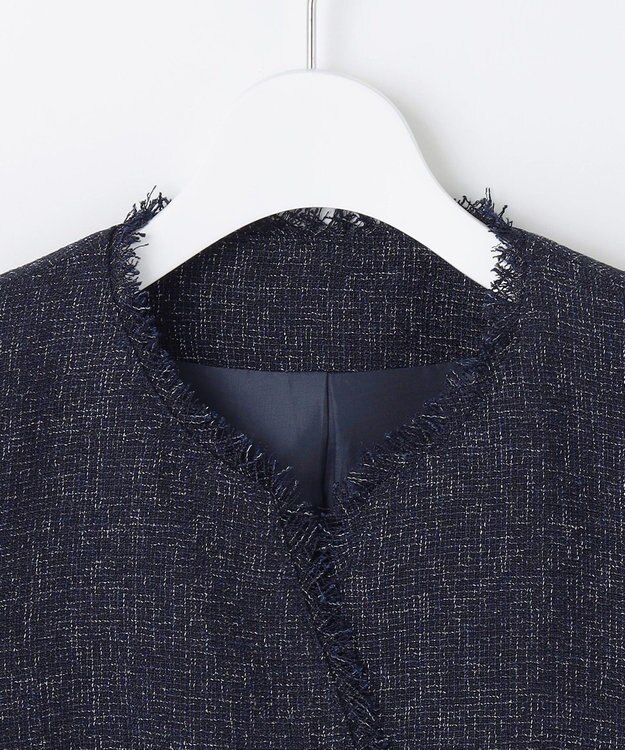 Feroux 【セットアップ対応】春ツイード コンパクトジレ ネイビー系1