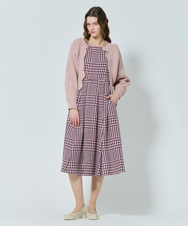 TOCCA 【百田夏菜子さん着用】【消臭】FROSTED CHECK TWEED ドレス アイボリー系