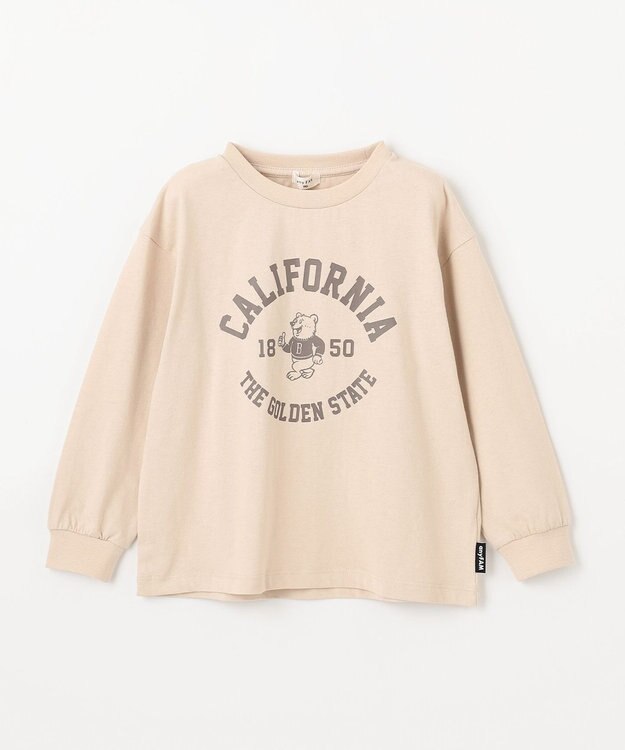 ANY KIDS ロゴプリント 長袖Tシャツ ベージュ