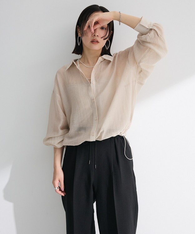 Green Parks 裾ドロストシアーシャツ Beige