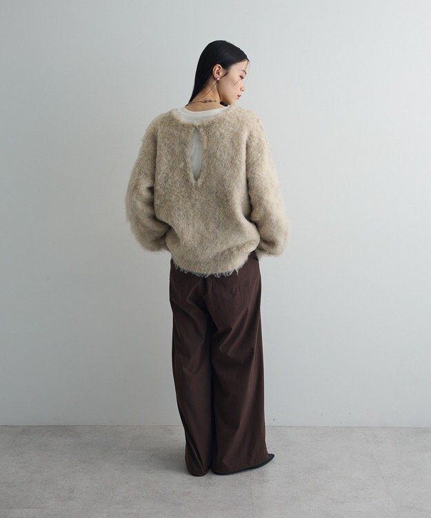 Green Parks 前後２ｗａｙキーネックシャギーニット Beige
