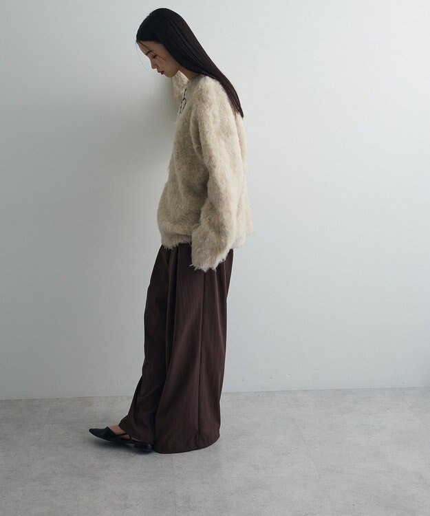 Green Parks 前後２ｗａｙキーネックシャギーニット Beige