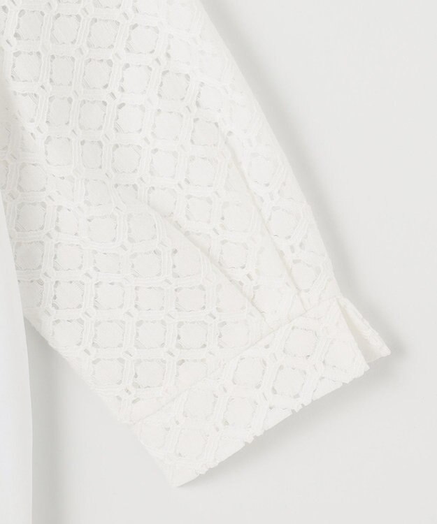 J.PRESS LADIES S 【吸水速乾】レーシーコンビ Vネック カットソー ホワイト系