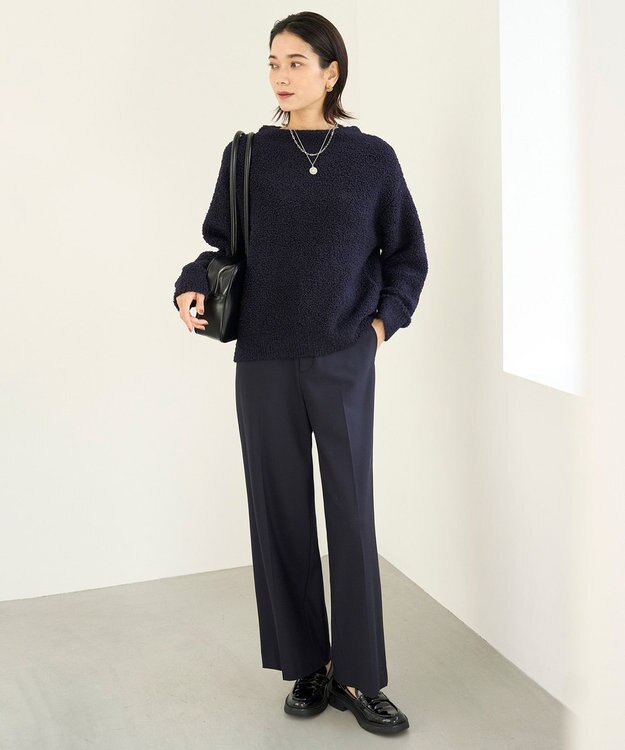 UNFILO プードルニット ボトルネック ネイビー