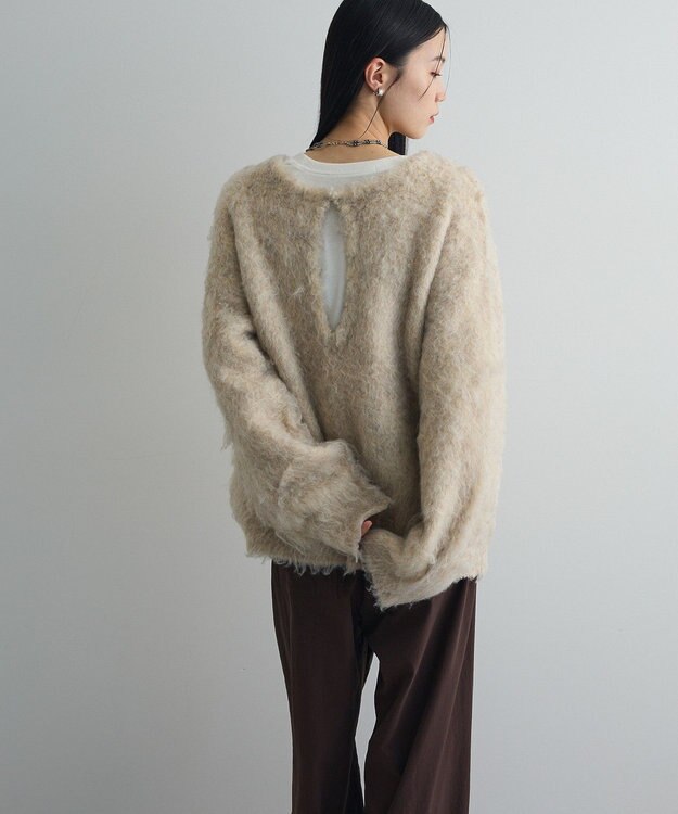 Green Parks 前後２ｗａｙキーネックシャギーニット Beige