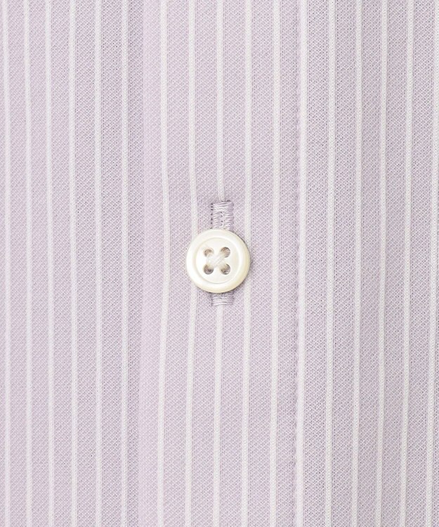 J.PRESS LADIES L ピンストライプジャージー バンドカラー スキッパー カットソー ふじ色系1