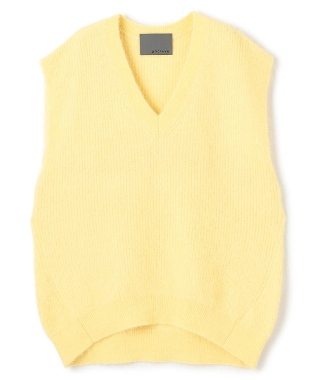 uncrave アルパカファーニット Vネックベスト レモンイエロー