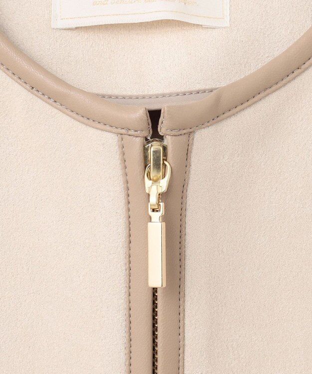 ANY SIS L 【洗える】スエードライクトリミング コート アイボリーベージュ