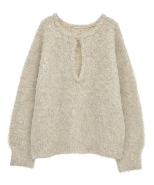 Green Parks 前後２ｗａｙキーネックシャギーニット Beige