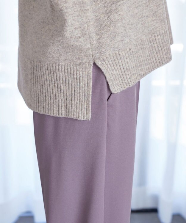 Tiaclasse 【安田美沙子さん着用・洗える】メランジVネックニットプルオーバー グレージュ