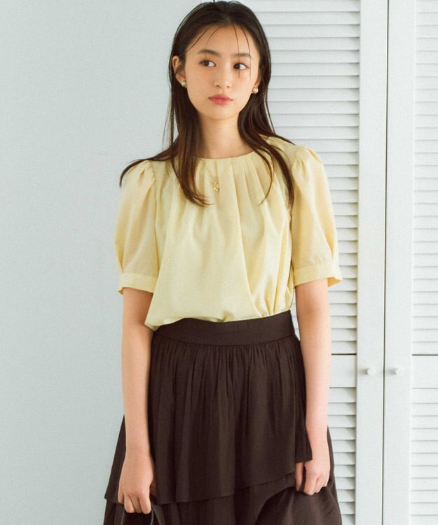 組曲 L ソフトローンパフスリーブ ブラウス カスタード系