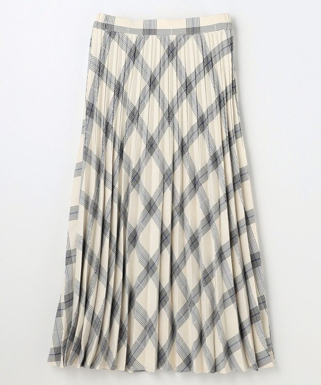 ANY 【新色追加/ウエストゴム】ウーリッシュプリーツスカート アイボリー系チェック