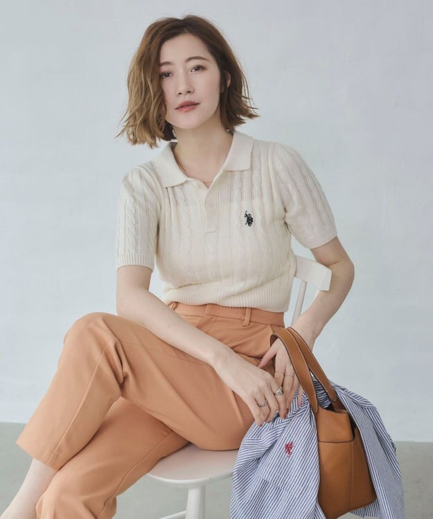 WEGO 別注USPOLO　ケーブルニットポロ ホワイトアイボリー