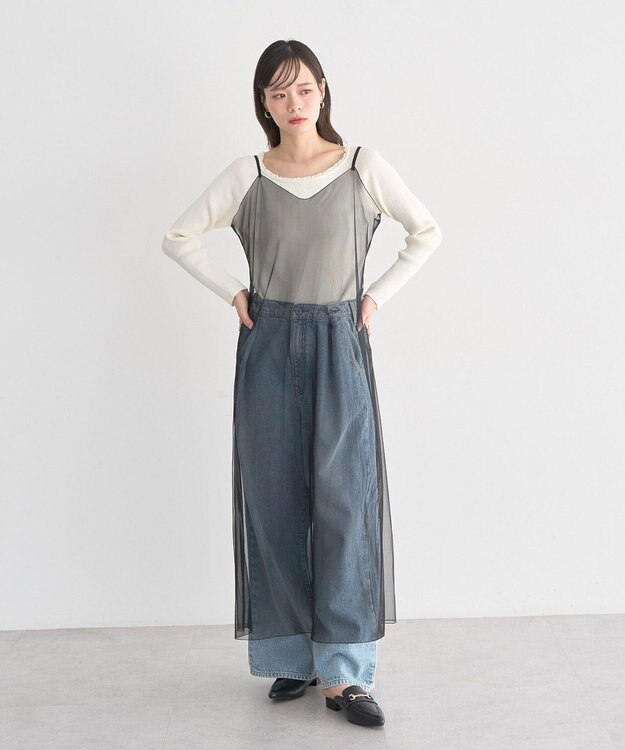 earth music&ecology SET2点チュール＆キャミワンピース Ecru